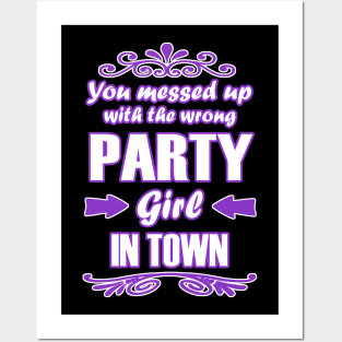 Party booze gift, girl, celebration evening. Posters and Art